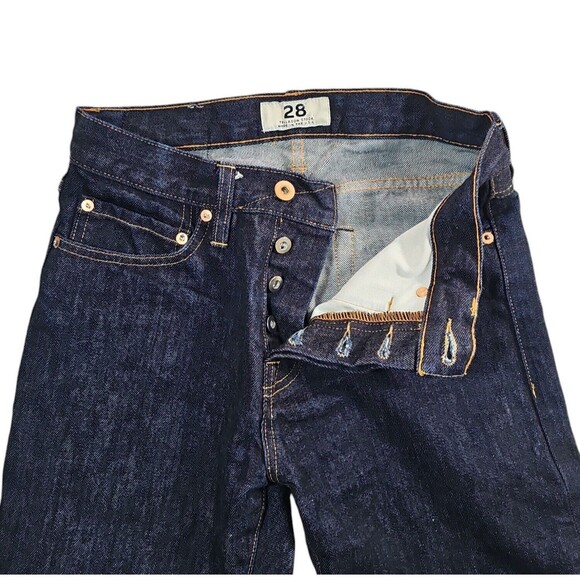 Tellason Stock Jeans Mens 28x34 Blue Straight Leg Dark Wash Denim Made In USA - Picture 4 of 8